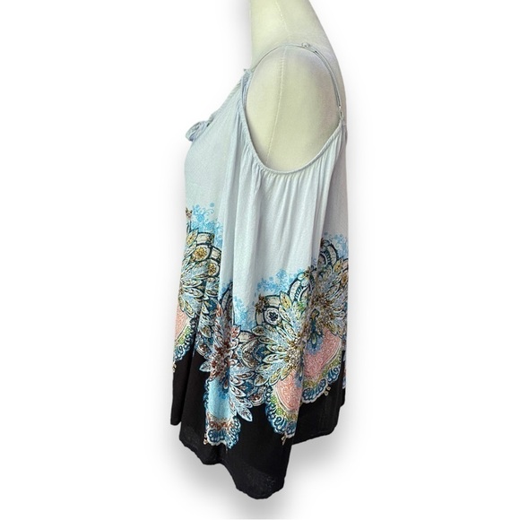 Socialite Boho Paisley Print Bell Sleeve Off Shoulder Flowy Tunic Top | Size M - Picture 4 of 13